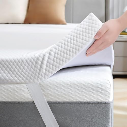 SINWEEK 2 Inch Gel Memory Foam Mattress Topper Twin Size, Ventilated High Density Pad for Back Pain, Bed Topper with Removable Soft Cover, CertiPUR-US Certified