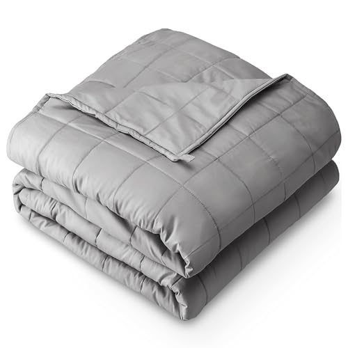 Bare Home Weighted Blanket for Adults 30lb (87" x 80") - All-Natural 100% Cotton - Premium Heavy Blanket Nontoxic Glass Beads (Light Grey, 87"x80")