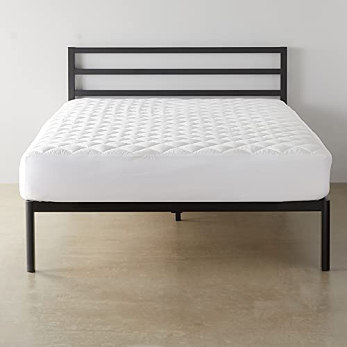 Amazon Basics Hypoallergenic Quilted Plush and Breathable Mattress Topper Pad, 18 Inches Deep, Padded, Washable, Queen, White