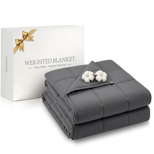 RJOP Cooling Weighted Blanket for Adults (20lbs, 60x80 Inch) Heavy Blanket with Premium Glass, Queen Size Perfect for 190-210 lbs, Soft Breathable, Dark Grey