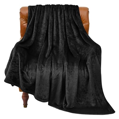 BEDELITE Fleece Blanket Black Throw Blankets for Couch & Bed, Luxury Plush Cozy Fuzzy Blanket 50x60 inches, Super Soft Warm Lightweight Throw Blanket for Travel Camping
