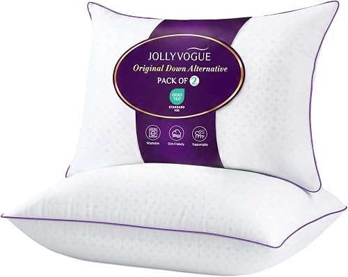 JOLLYVOGUE Firm Pillows Queen Size Set of 2, Supportive & Cooling Bed — Build quality and design details up close