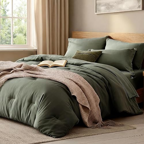 WRENSONGE Queen Comforter Set- 7 Pieces Soft Olive Green Bed in a Bag — Side-by-side comparison of top picks in this category