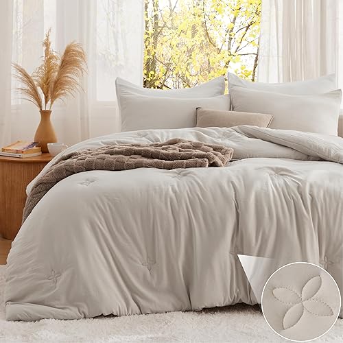 Bedsure Queen Comforter Set Beige, Soft Prewashed Queen Size Bedding, — Our recommended configuration for best results