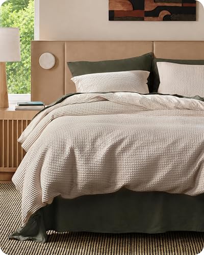 Bedsure Cotton Duvet Cover King - 100% Cotton Waffle Weave Linen Color — Our recommended configuration for best results
