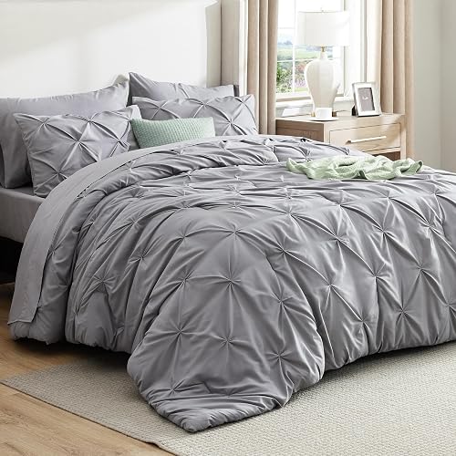 Bedsure Queen Comforter Set Grey - Bed in a Bag Queen Size Bedding 7 P — Our recommended configuration for best results
