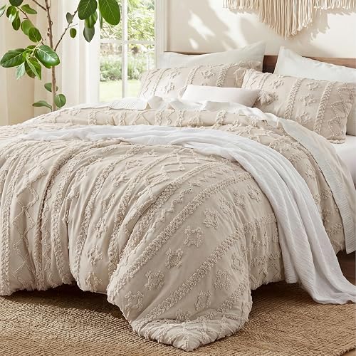 Bedsure Tufted Boho Comforter Set Queen Size - Beige Boho Bed Set, Gen — Our recommended configuration for best results